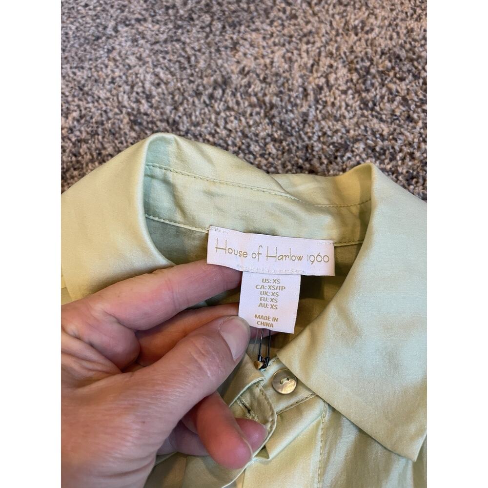 House of Harlow 1960 Women's Sheer Green Oversized Button-up Tunic Size XS NWT - Picture 4 of 11